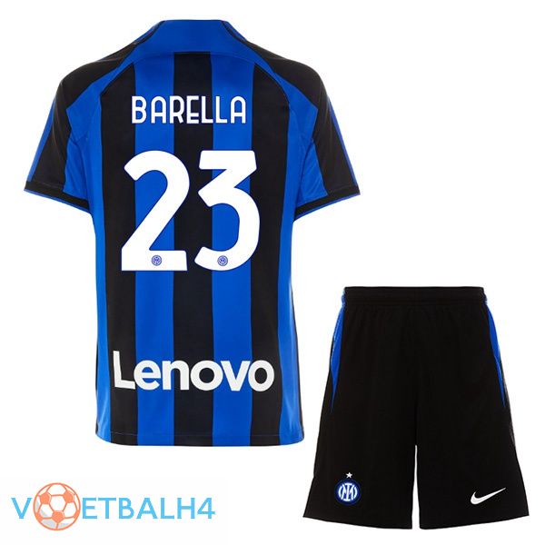 Inter Milan (BARELLA 23) kinderen voetbal jersey thuis zwart blauw 2022/2023