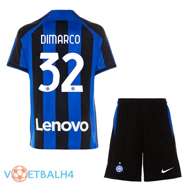 Inter Milan (DIMARCO 32) kinderen voetbal jersey thuis zwart blauw 2022/2023