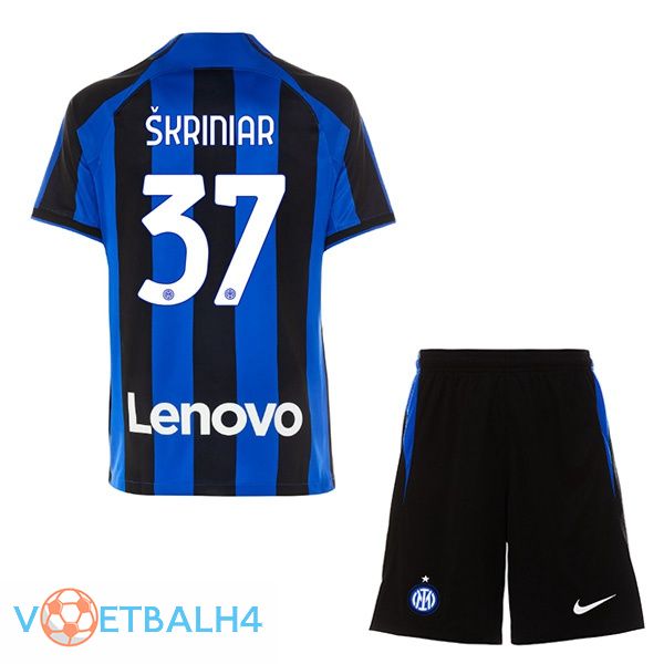 Inter Milan (ŠKRINIAR 37) kinderen voetbal jersey thuis zwart blauw 2022/2023