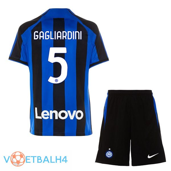 Inter Milan (GAGLIARDINI 5) kinderen voetbal jersey thuis zwart blauw 2022/2023