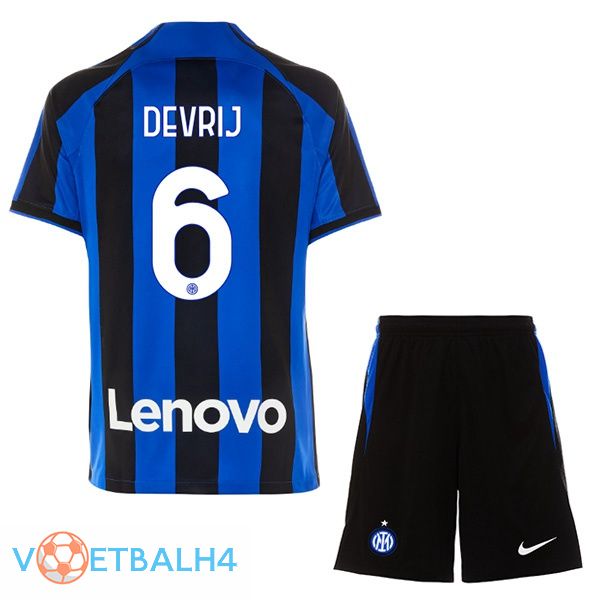 Inter Milan (DE VRIJ 6) kinderen voetbal jersey thuis zwart blauw 2022/2023