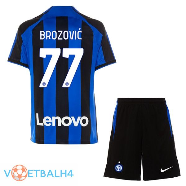 Inter Milan (BROZOVIĆ 77) kinderen voetbal jersey thuis zwart blauw 2022/2023