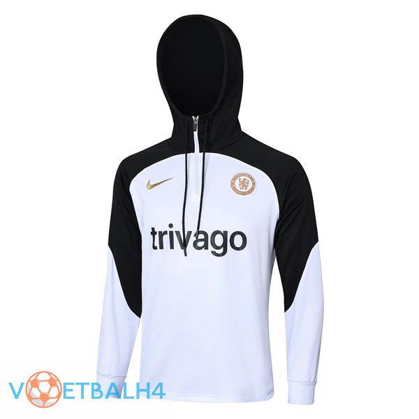 FC Chelsea Training Sweatshirt Hoodie wit zwart 2023/2024