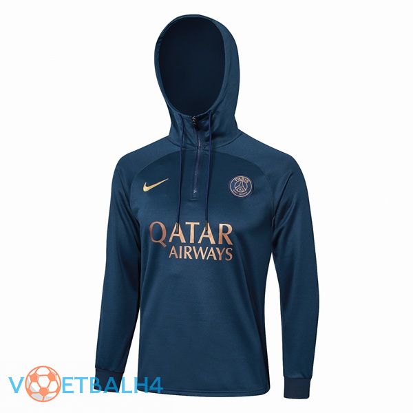 Paris PSG Training Sweatshirt Hoodie blauw koninklijk 2023/2024