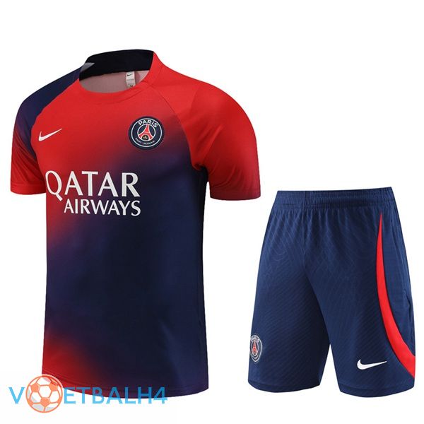 Paris PSG Training T Shirt + korte broek blauw rood 2023/2024