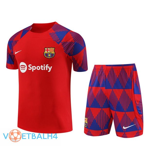 FC Barcelona Training T Shirt + korte broek rood 2023/2024