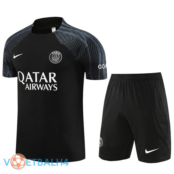 Paris PSG Training T Shirt + korte broek zwart 2023/2024