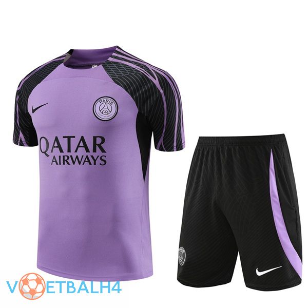 Paris PSG Training T Shirt + korte broek paars 2023/2024