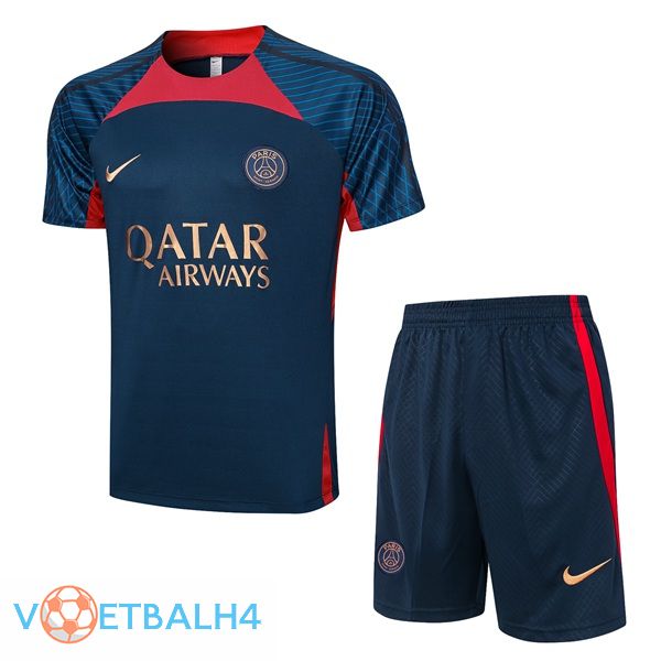 Paris PSG Training T Shirt + korte broek koninklijk blauw 2023/2024