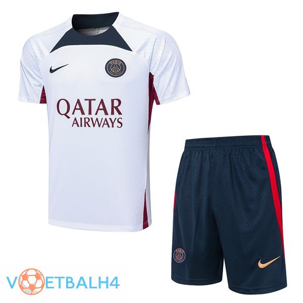 Paris PSG Training T Shirt + korte broek wit 2023/2024