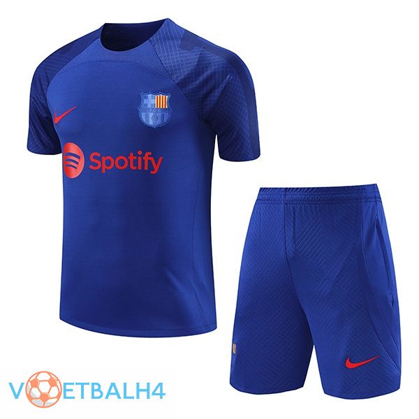 FC Barcelona Training T Shirt + korte broek blauw koninklijk 2023/2024