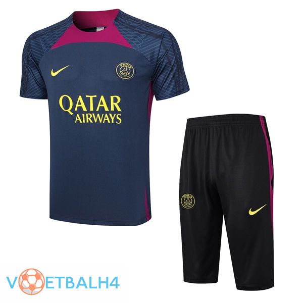 Paris PSG Training T Shirt + korte broek koninklijk blauw 2023/2024