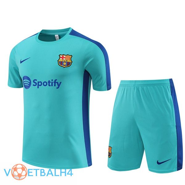 FC Barcelona Training T Shirt + korte broek Cyan 2023/2024