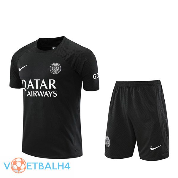 Paris PSG Training T Shirt + korte broek zwart 2023/2024