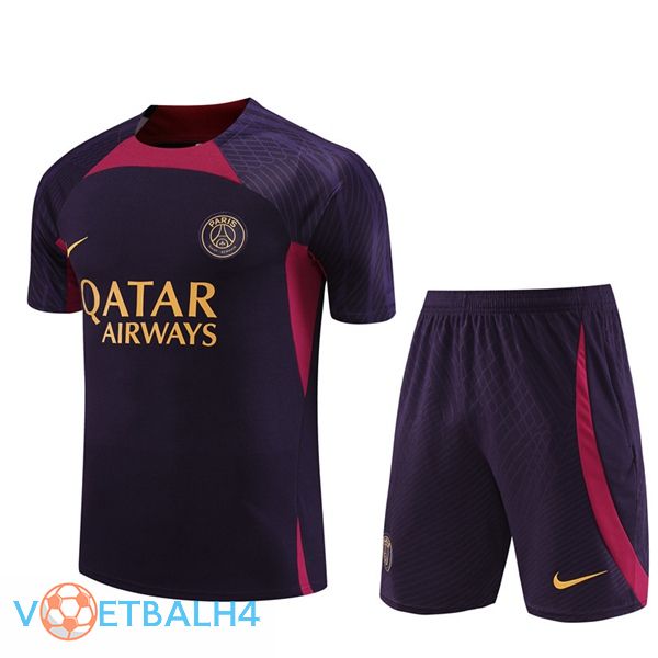 Paris PSG Training T Shirt + korte broek paars 2023/2024