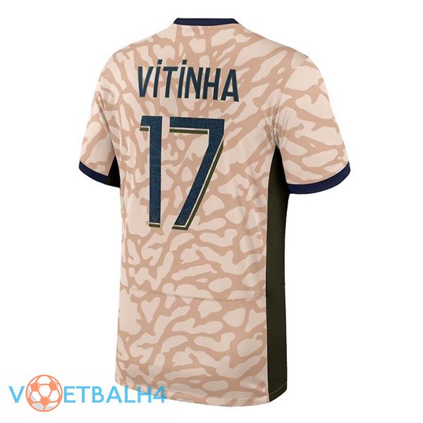 Paris PSG (Vitinha 17) voetbal jersey vierde roze 2023/2024