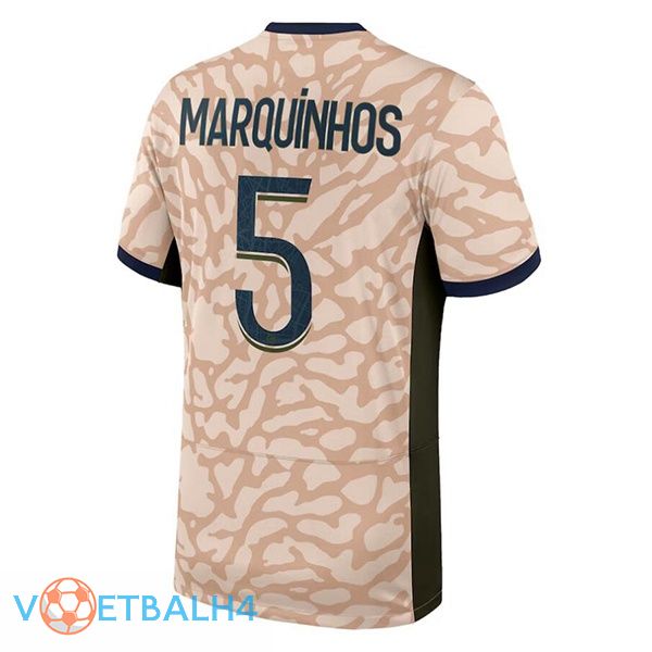 Paris PSG (Marquinhos 5) voetbal jersey vierde roze 2023/2024