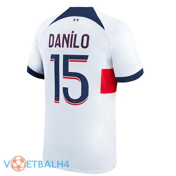 Paris PSG (Danilo 15) voetbal jersey uit wit 2023/2024