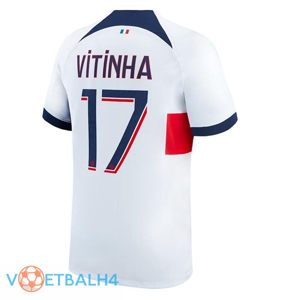 Paris PSG (Vitinha 17) voetbal jersey uit wit 2023/2024