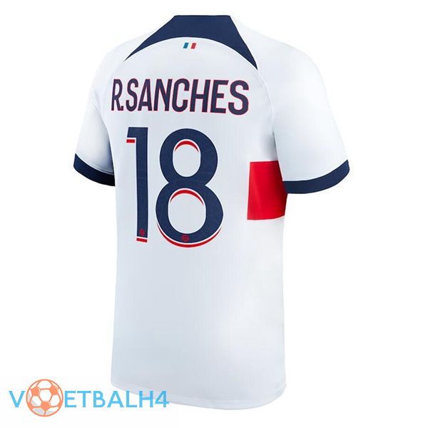 Paris PSG (R.Sanches 18) voetbal jersey uit wit 2023/2024