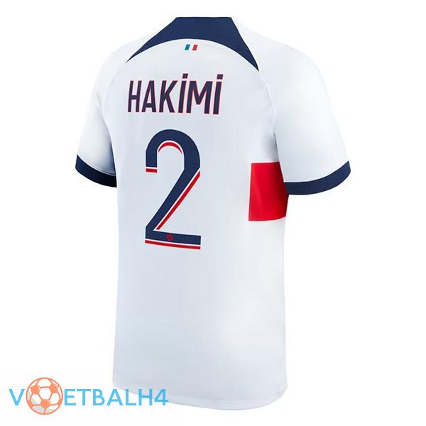 Paris PSG (Hakimi 2) voetbal jersey uit wit 2023/2024