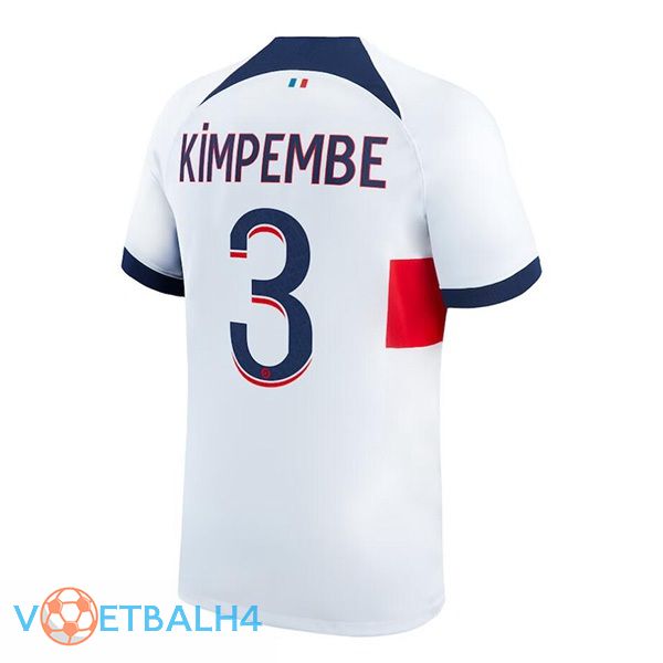 Paris PSG (Kimpembe 3) voetbal jersey uit wit 2023/2024