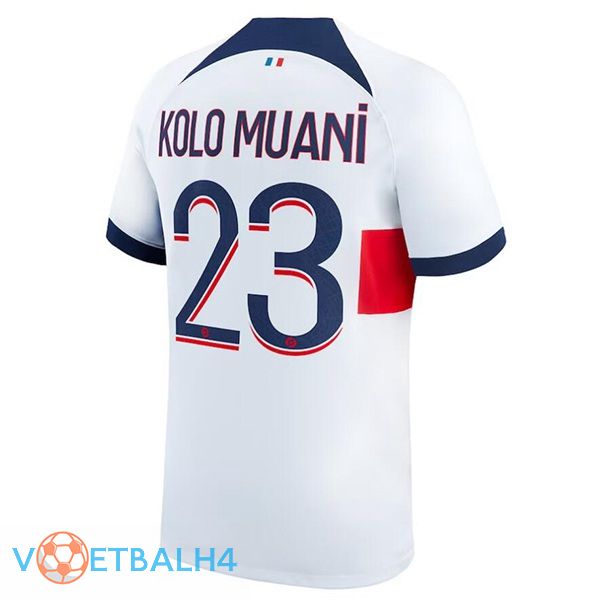 Paris PSG (Kolo Muani 23) voetbal jersey uit wit 2023/2024