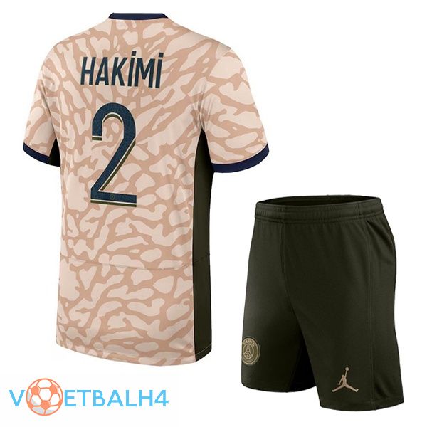 Paris PSG (Hakimi 2) kinderen voetbal jersey vierde roze 2023/2024