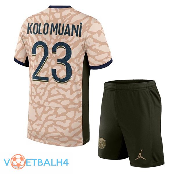 Paris PSG (Kolo Muani 23) kinderen voetbal jersey vierde roze 2023/2024