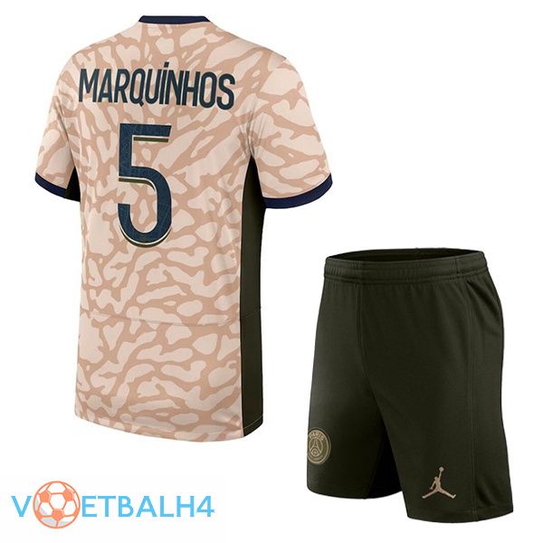 Paris PSG (Marquinhos 5) kinderen voetbal jersey vierde roze 2023/2024