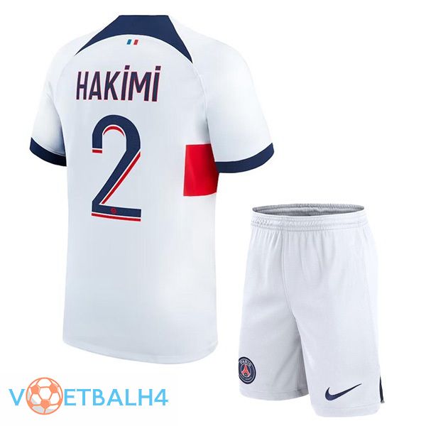 Paris PSG (Hakimi 2) kinderen voetbal jersey uit wit 2023/2024