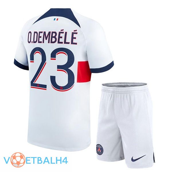 Paris PSG (O.Dembélé 23) kinderen uit voetbal jersey wit 2023/2024