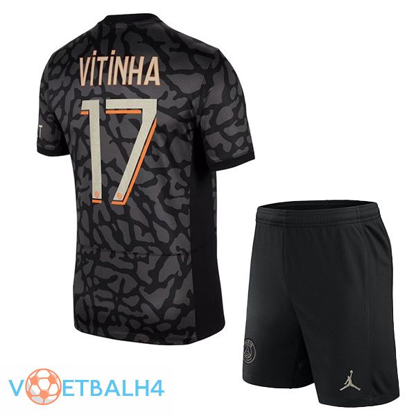 Paris PSG (Vitinha 17) kinderen voetbal jersey derde zwart 2023/2024