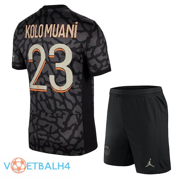 Paris PSG (Kolo Muani 23) kinderen voetbal jersey derde zwart 2023/2024