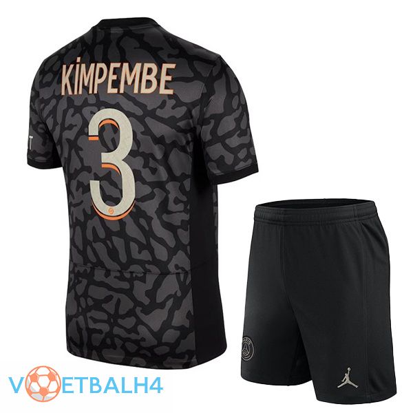 Paris PSG (Kimpembe 3) kinderen voetbal jersey derde zwart 2023/2024