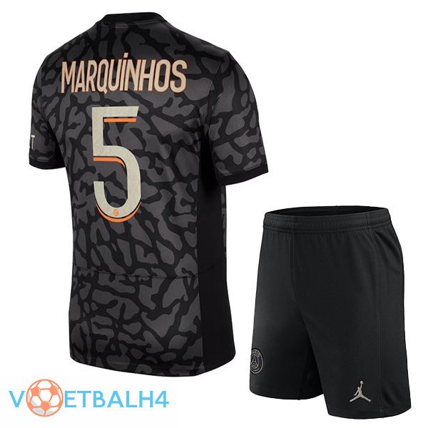 Paris PSG (Marquinhos 5) kinderen voetbal jersey derde zwart 2023/2024