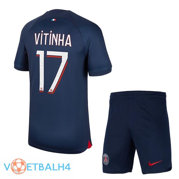 Paris PSG (Vitinha 17) kinderen voetbal jersey thuis koninklijk blauwe 2023/2024