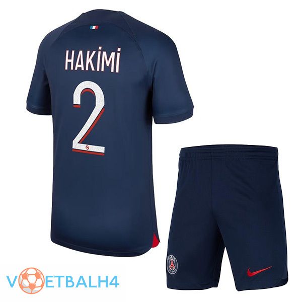 Paris PSG (Hakimi 2) kinderen voetbal jersey thuis koninklijk blauwe 2023/2024