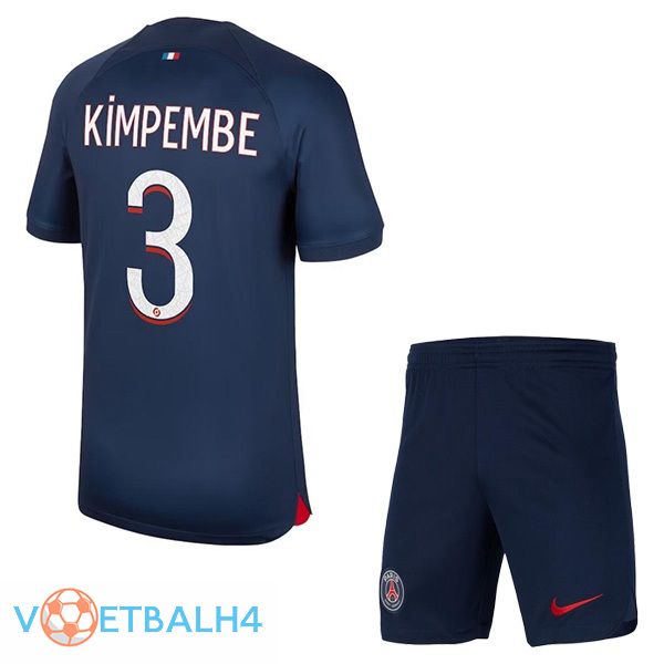 Paris PSG (Kimpembe 3) kinderen voetbal jersey thuis koninklijk blauwe 2023/2024