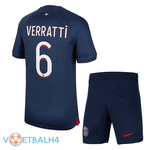 Paris PSG (Verratti 6) kinderen voetbal jersey thuis koninklijk blauwe 2023/2024