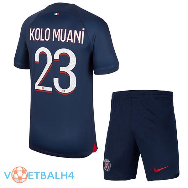 Paris PSG (Kolo Muani 23) kinderen voetbal jersey thuis koninklijk blauw 2023/2024