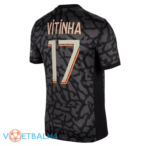 Paris PSG (Vitinha 17) voetbal jersey derde zwart 2023/2024