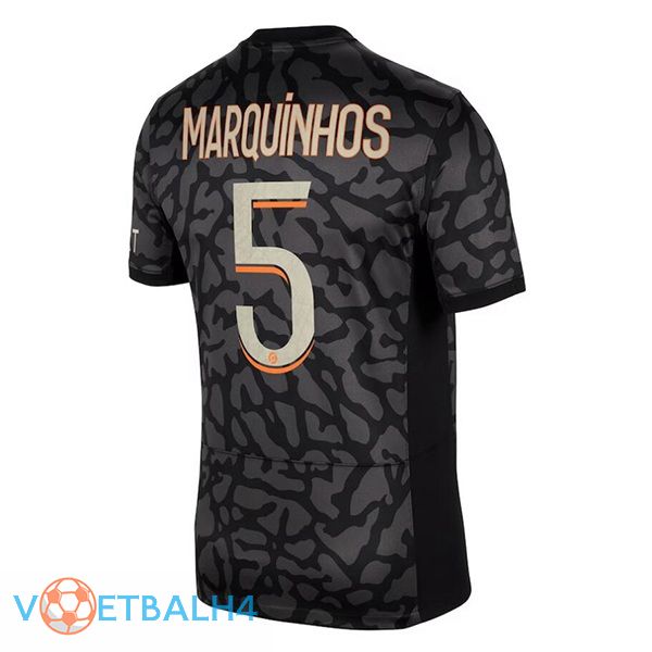 Paris PSG (Marquinhos 5) voetbal jersey derde zwart 2023/2024