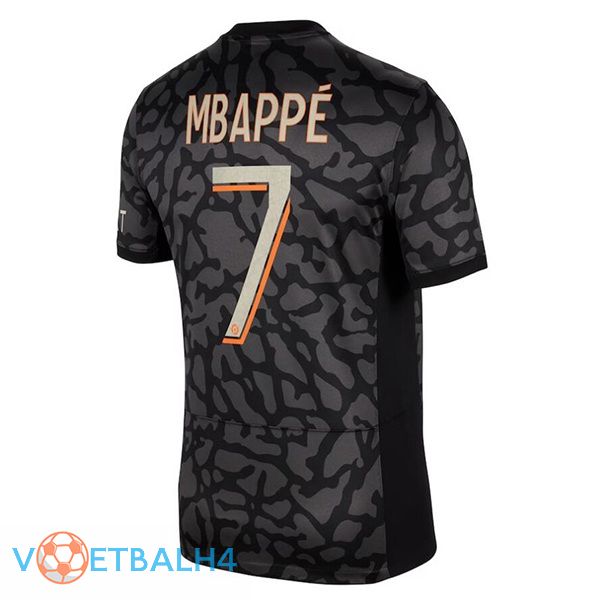 Paris PSG (Mbappé 7) voetbal jersey derde zwart 2023/2024