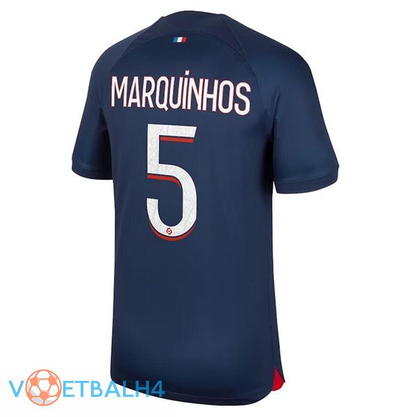 Paris PSG (Marquinhos 5) voetbal jersey thuis koninklijk blauwe 2023/2024