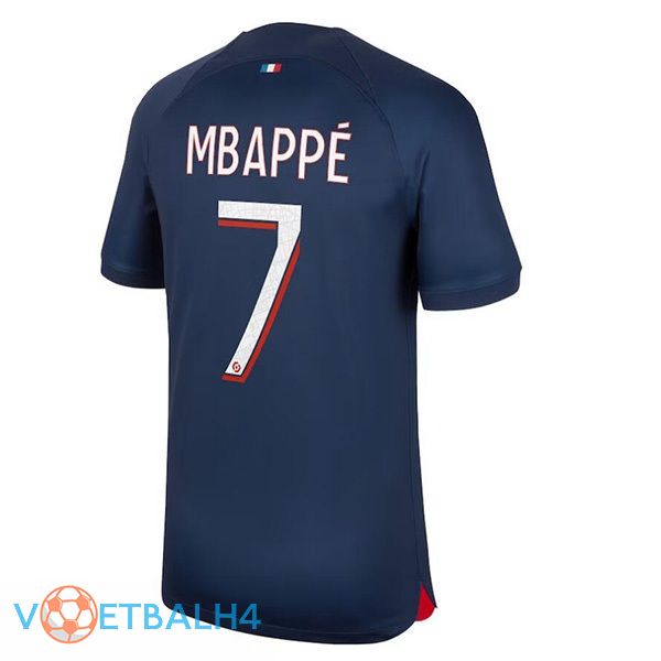 Paris PSG (Mbappé 7) voetbal jersey thuis koninklijk blauwe 2023/2024