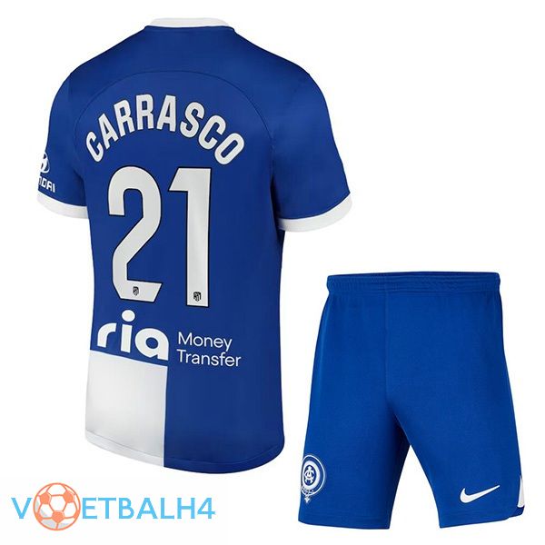 Atletico Madrid (Carrasco 21) kinderen uit voetbal jersey blauw 2023/2024