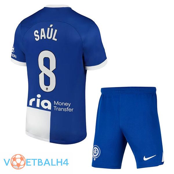 Atletico Madrid (Saúl 8) kinderen uit voetbal jersey blauw 2023/2024