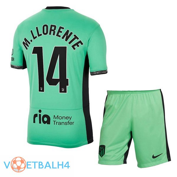 Atletico Madrid (M. Llorente 14) kinderen voetbal jersey derde groente 2023/2024