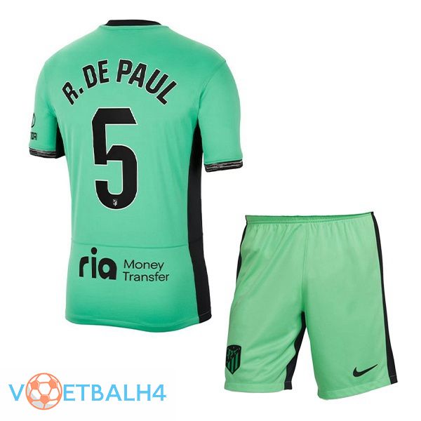 Atletico Madrid (R. De Paul 5) kinderen voetbal jersey derde groente 2023/2024